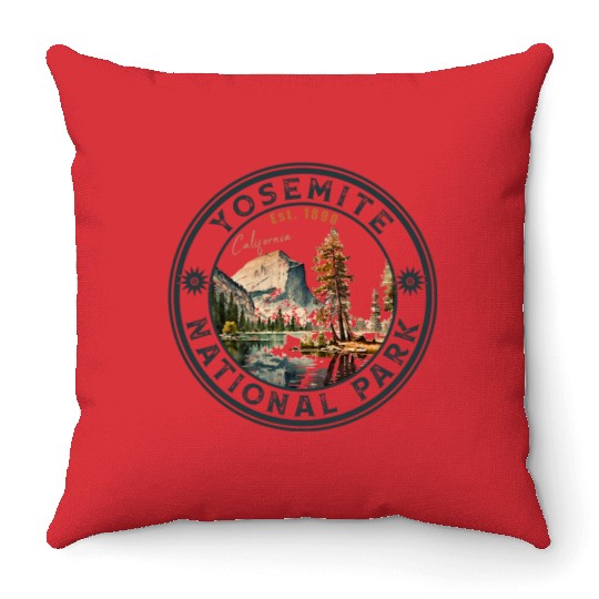 Yosemite National Park Vintage Style Half Dome Throw Pillows