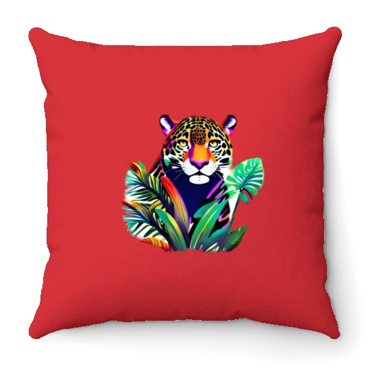 Jaguar in the Tropics Throw Pillows