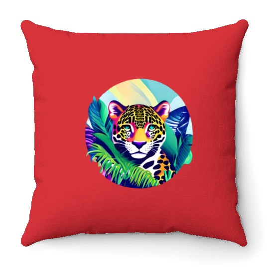 Jaguar in the Tropics Throw Pillows
