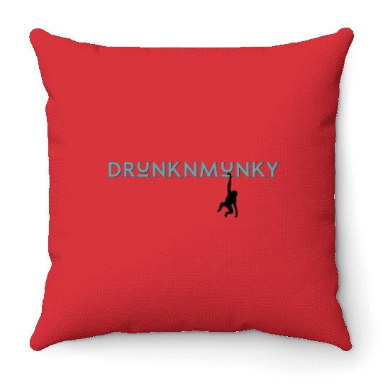DESIGNdrunknmunky s drunk monkey Throw Pillows