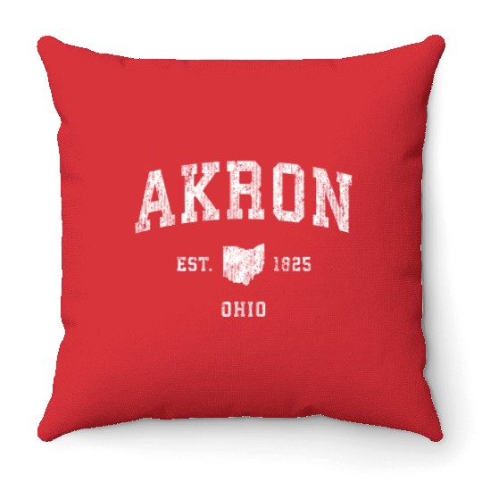 Akron Ohio Oh Athletic Sports Throw Pillows