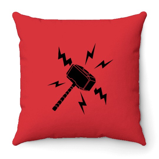 Lightning Thor hammer Throw Pillows