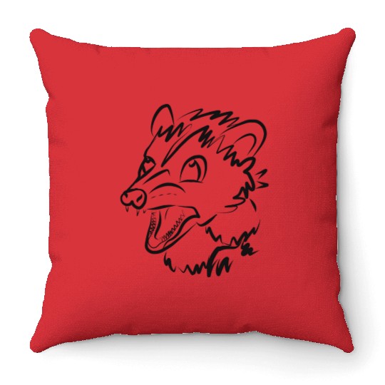 angry opossum Throw Pillows