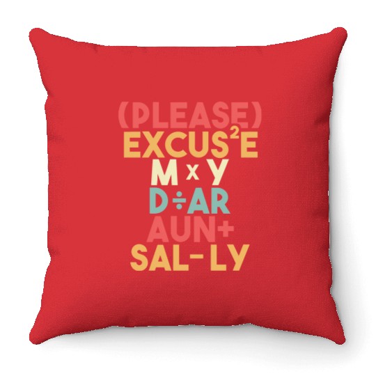 Math Teacher Please Excuse My Dear Aunt Sally Throw Pillows