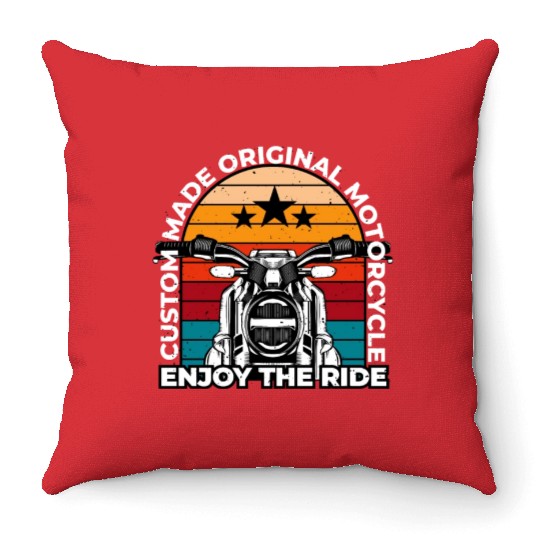 motorcycle enjoy ride Throw Pillows