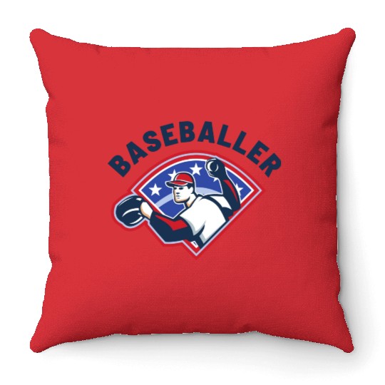 Baseballer Baseball Pitcher Sports Club Player Throw Pillows