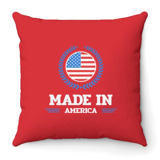 made in america red girl love Throw Pillows