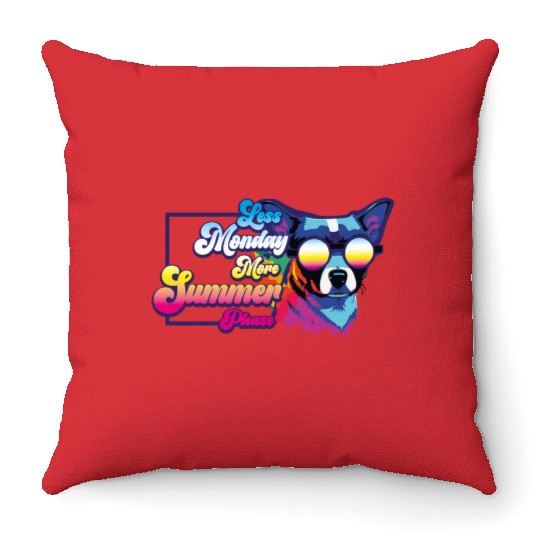 Less Monday, More Summer | Beach Party Dog Lovers Throw Pillows