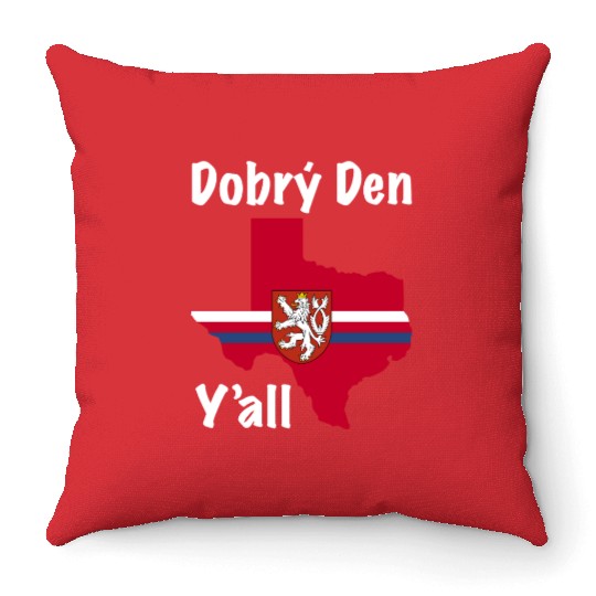 Dobry Den Y all Texas Czech Heritage Throw Pillows