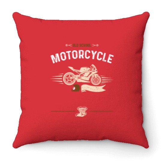 Old School Motorcycle - Motorcycle Throw Pillows