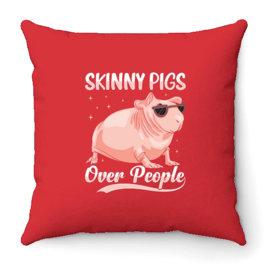 Hairless Guinea Pig Skinny Pig Owner Cavy Rodent Throw Pillows
