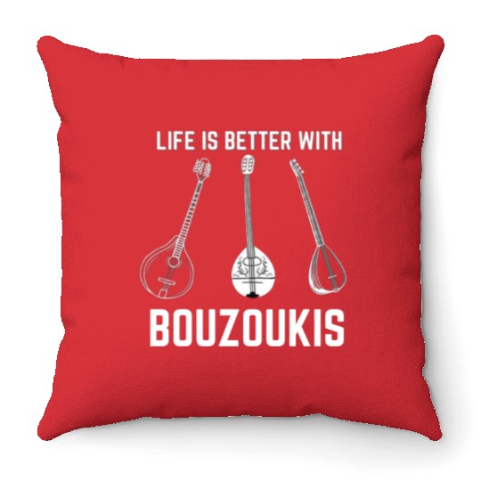 Irish Bouzouki Instrument Greek Throw Pillows