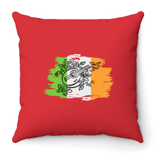 Irish Bouzouki Instrument Greek Throw Pillows