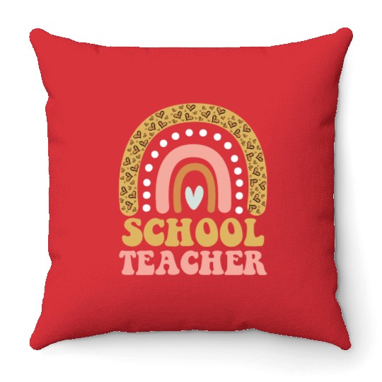 School Teacher Rainbow School Teachers Throw Pillows