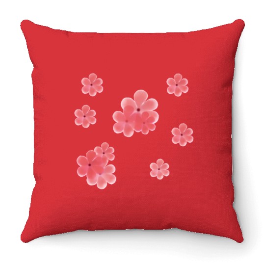 orange flower stickers Throw Pillows