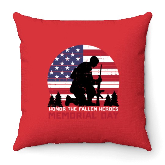 Honor The Fallen Heroes Memorial Day Us Flag Throw Pillows