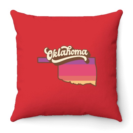 Oklahoma Retro USA Throw Pillows