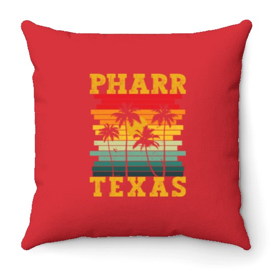 Retro Pharr Texas Tx Tropical Summer Palm Trees Us Throw Pillows