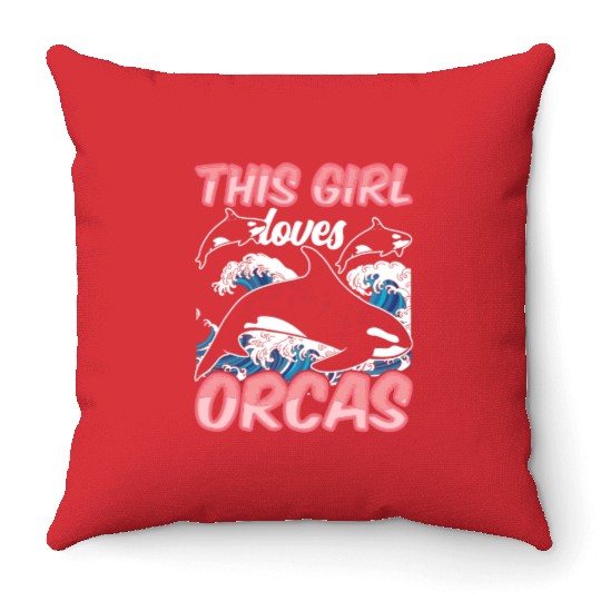 This Girl Loves Orcas Sea Orca Whale Protect Throw Pillows