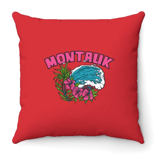 Montauk New York Summer Nyc Tropical Montaukett Throw Pillows