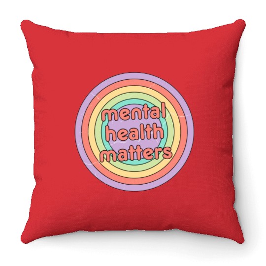 Mental Health Matters | Retro Circle Peach Candy Throw Pillows