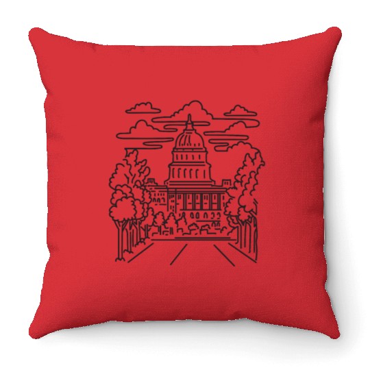 Capitol Building Washington DC USA Mono Line Art Throw Pillows