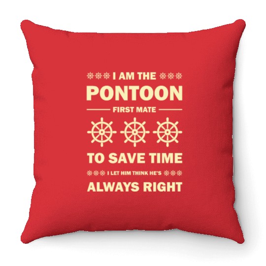 Pontoon Boat First Mate Captain Throw Pillows