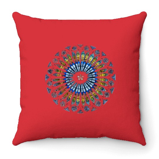 Strasbourg Cathedral France Dala Stained Glass Win Throw Pillows