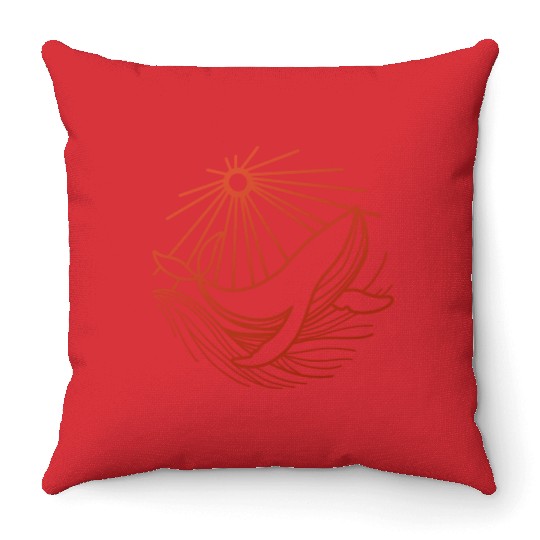 Flying Great Whale Throw Pillows