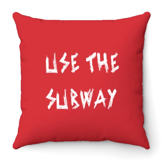 Use The Subway yellow Throw Pillows