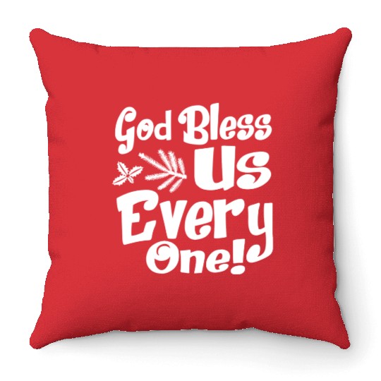 A Christmas Carol Charles Dickens God Bless Us Throw Pillows