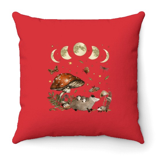 Possum Opossum Lover Owner Cottagecore Goblincore Throw Pillows