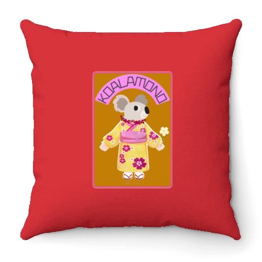 Fun Cute Koalamono (Kimono Hero) By Abby Anime(c) Throw Pillows