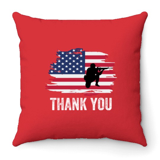 Thank You Us Flag Memorial Day Throw Pillows