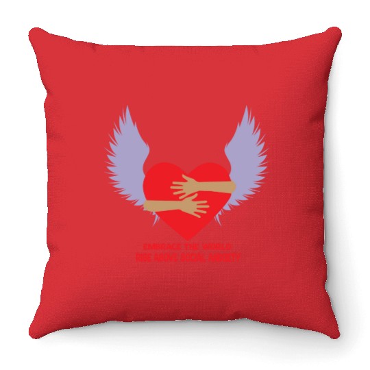 embrace the world rise above anxiety Throw Pillows