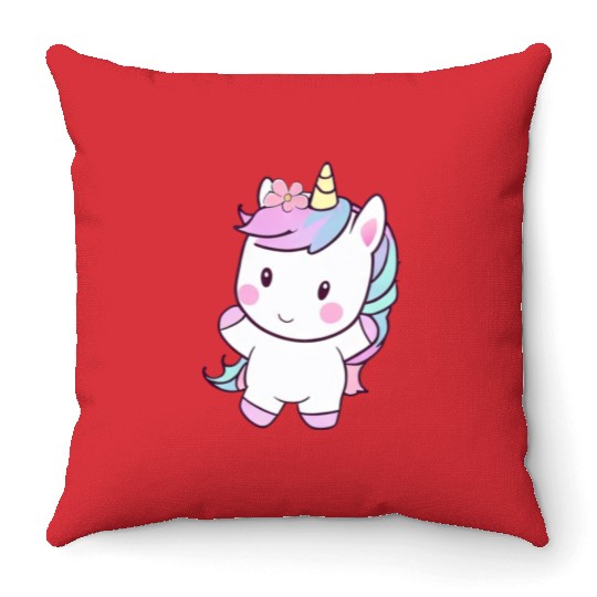 Cute Dancing Unicorn, Joyful Fantasy Design Throw Pillows