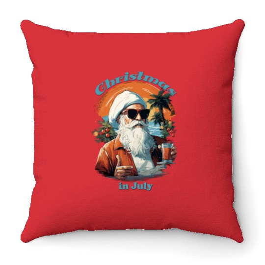 Beachside Santa | "Christmas in July" Festive Throw Pillows