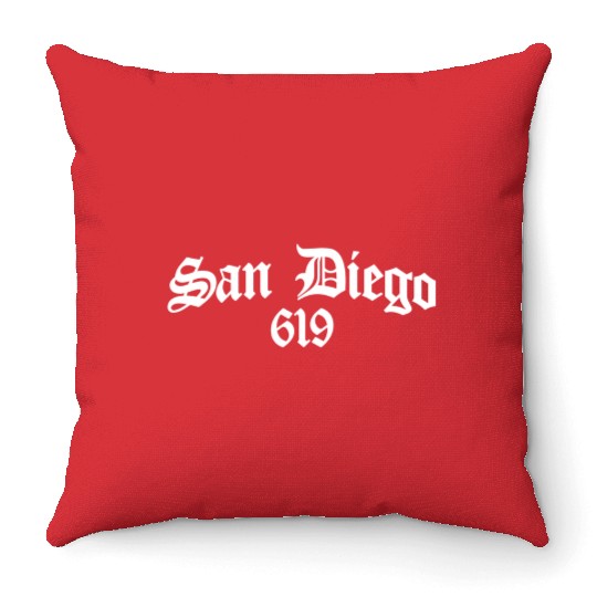 San Diego 619 Chicano Latino Style Area Code Throw Pillows