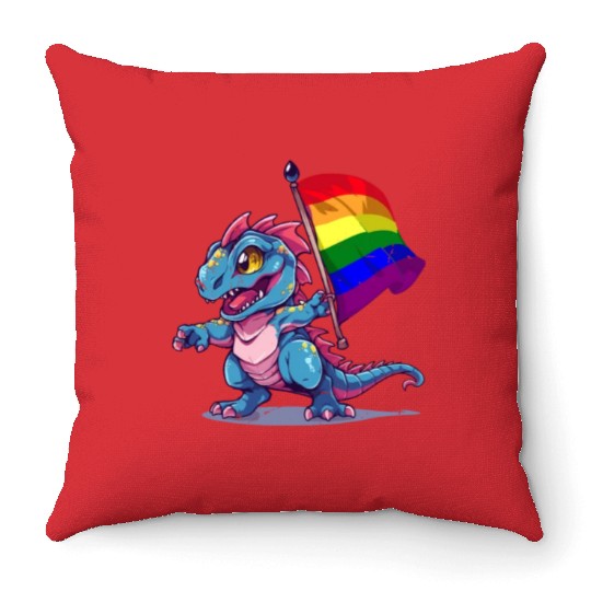 Dinosaur LGBT Pride Lesbian Gay Community T-Rex Throw Pillows