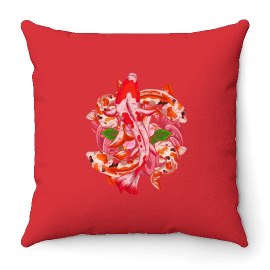 Nishikigoi Koi fish farm gift Koi carp Throw Pillows