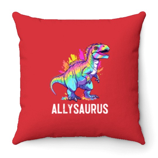 Allysaurus Dinosaur LGBT Community Dino Lover Pun Throw Pillows