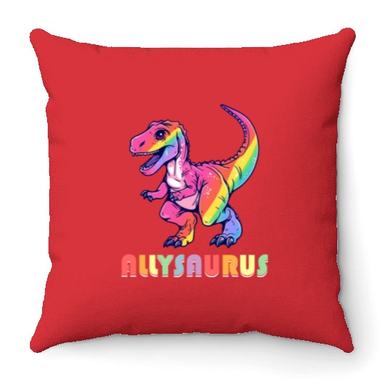 Allysaurus LGBT Transgender Dino Rainbow Lesbian Throw Pillows