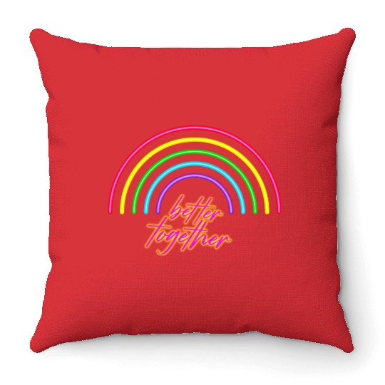 Better Together Neon Rainbow vintage Throw Pillows