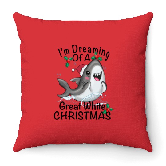 Great White Christmas Throw Pillows
