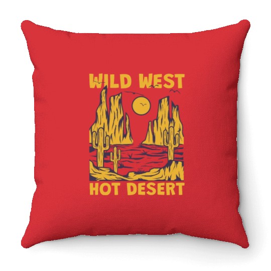 desert wild west cactus nature Throw Pillows
