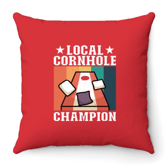 Local Cornhole Champion Bean Bag Lover Throw Pillows