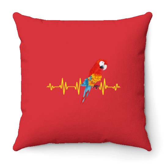 Macaw Heart Beat Parrot lover Macaws Parrots Throw Pillows