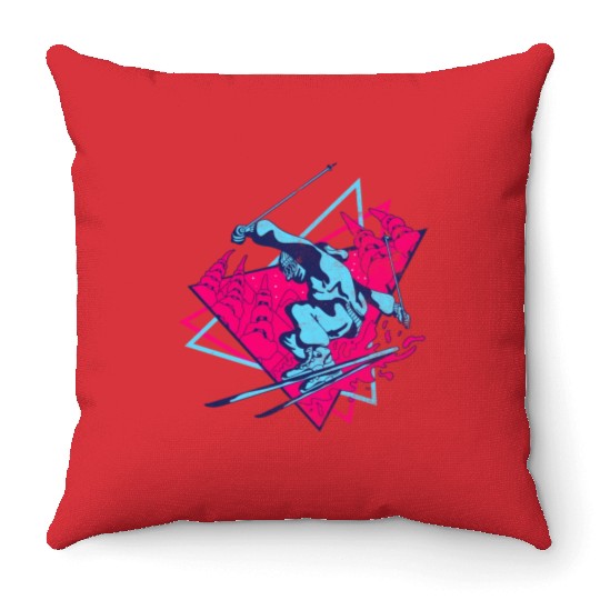 Ski 80S 90S Skiing Throw Pillows