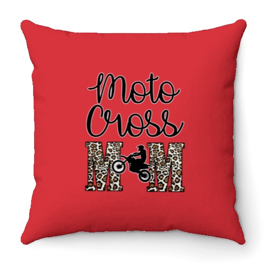Moto X Motocross Mama Mom Racing Dirtbike Race Day Throw Pillows