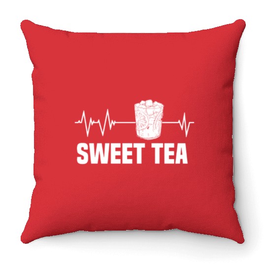 Great Sweet Tea Glass Heartbeat Motif Throw Pillows